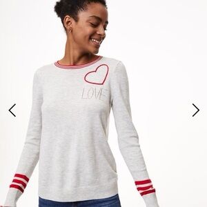 LOFT |  Red Heart “Love script” crew neck pullover sz  XL